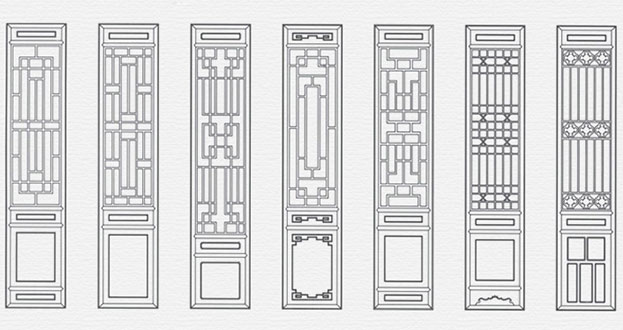 金安常用中式仿古花窗图案隔断设计图